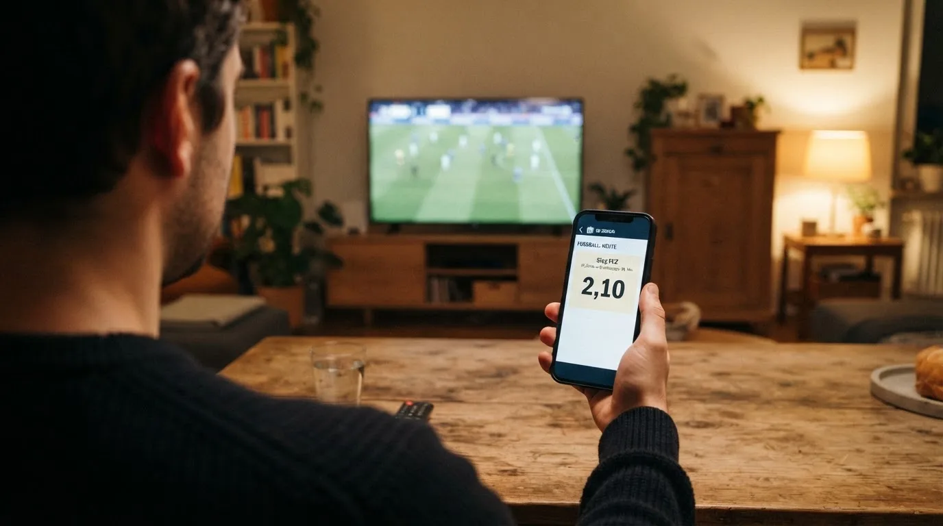 Eine Stoppuhr liegt im Gras an der Seitenlinie eines Fussballfeldes, dahinter verschwimmt ein Spiel in der Ferne.